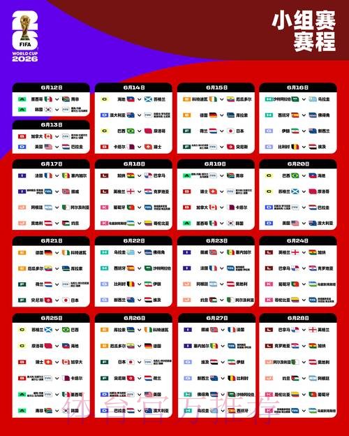 2026世界杯完整赛程详细安排比赛时间表免费观看